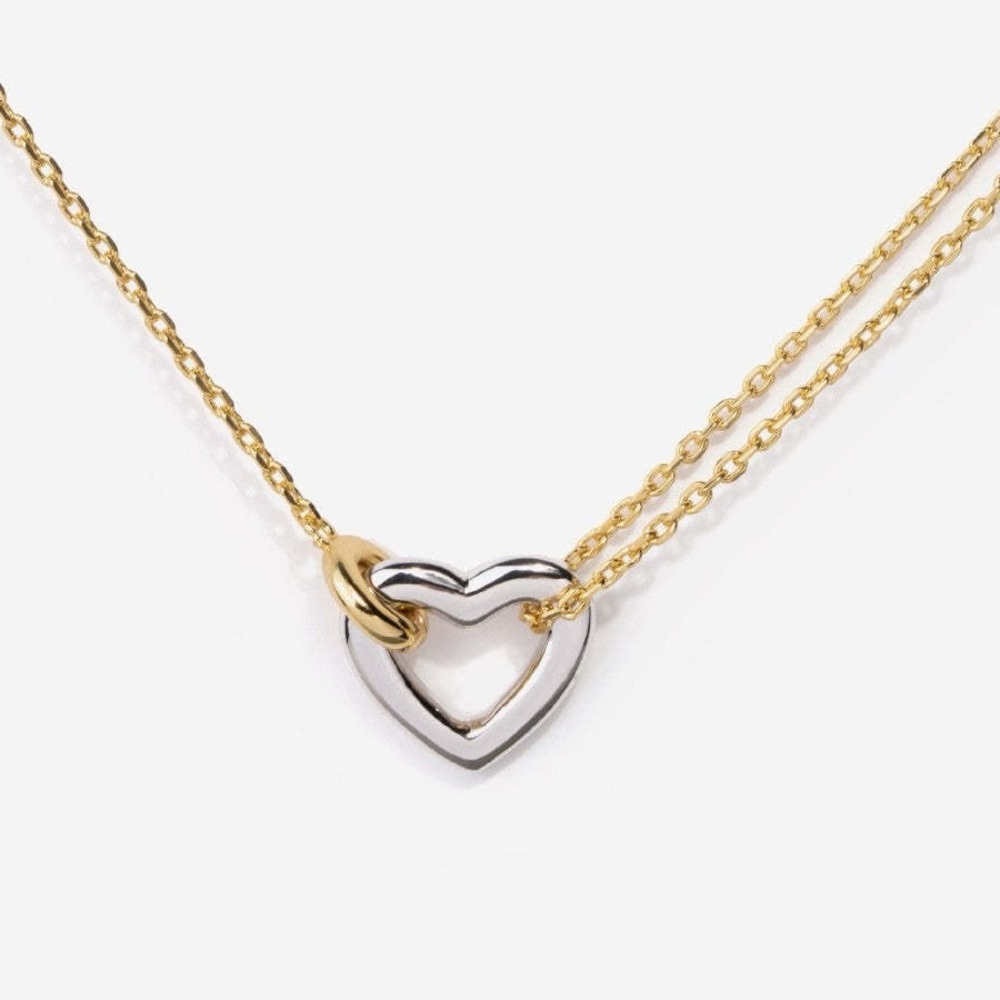 Elegant Gold and Silver Heart Necklace